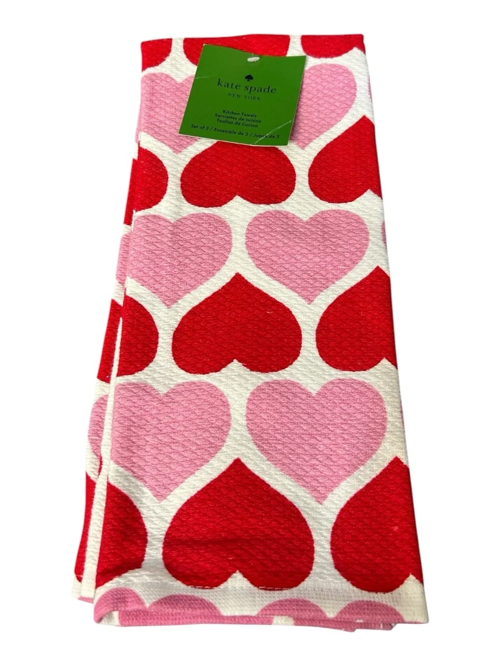 kate spade Red & Pink Heart Print Tea Towel Set of 3
